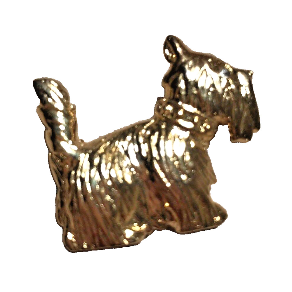 Vintage Golden Dog Brooch Textured Terrier Pin signed AAi Canine Fashion Jewelry